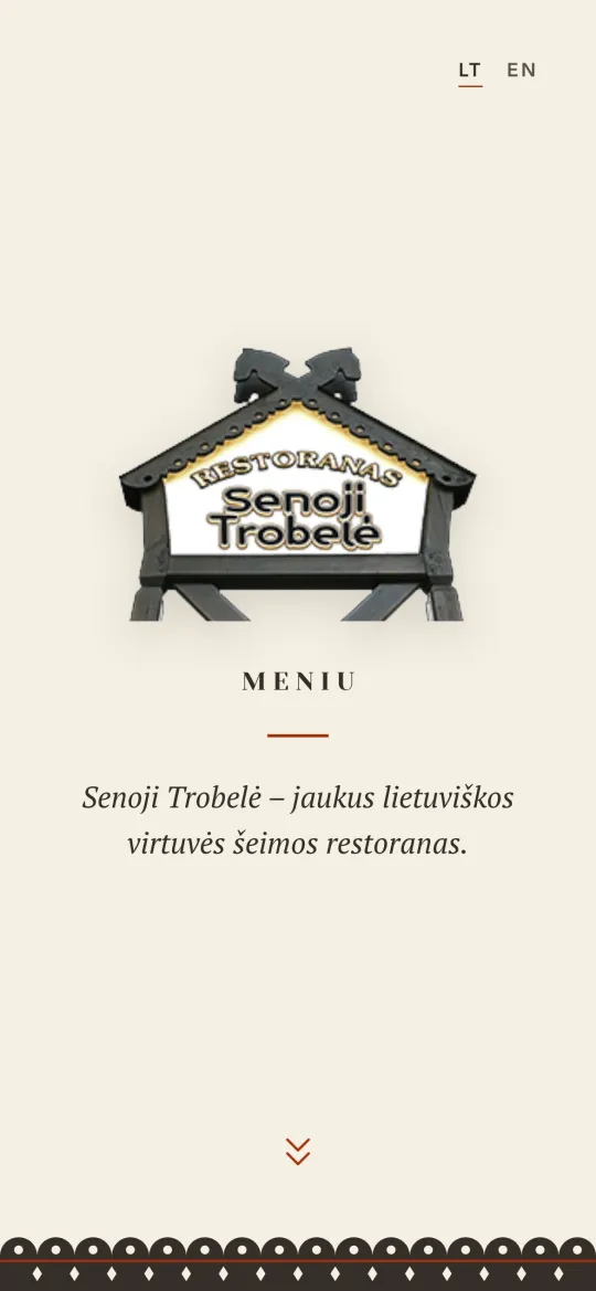 Senoji trobelė meniu